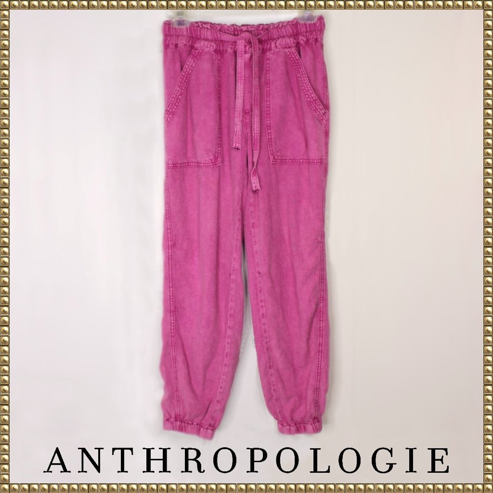 🛑SOLD🛑Anthropologie Pink Pocketed Rhys Utility Jogger Pants Size XS - Picture 1 of 8